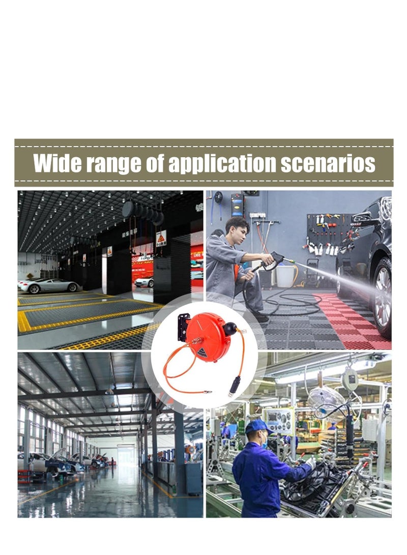 SYOSI بكرة خرطوم الهواء، إعادة لف أوتوماتيكية، بكرة تجارية، مثبتة على الحائط، قاعدة دوارة، بكرة فولاذية ثقيلة لمcompressor الهواء، إعادة لف أوتوماتيكية، ملحقات، مرآب، ورشة عمل، إصلاح سيارات - Image 2