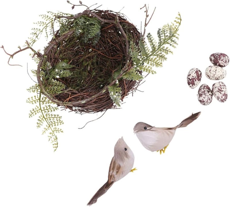 تهوكس حرف يدوية طبيعية عش الطيور من خوص الروطان 15x15 سم ديكور المنزل دعائم التصوير - Image 2