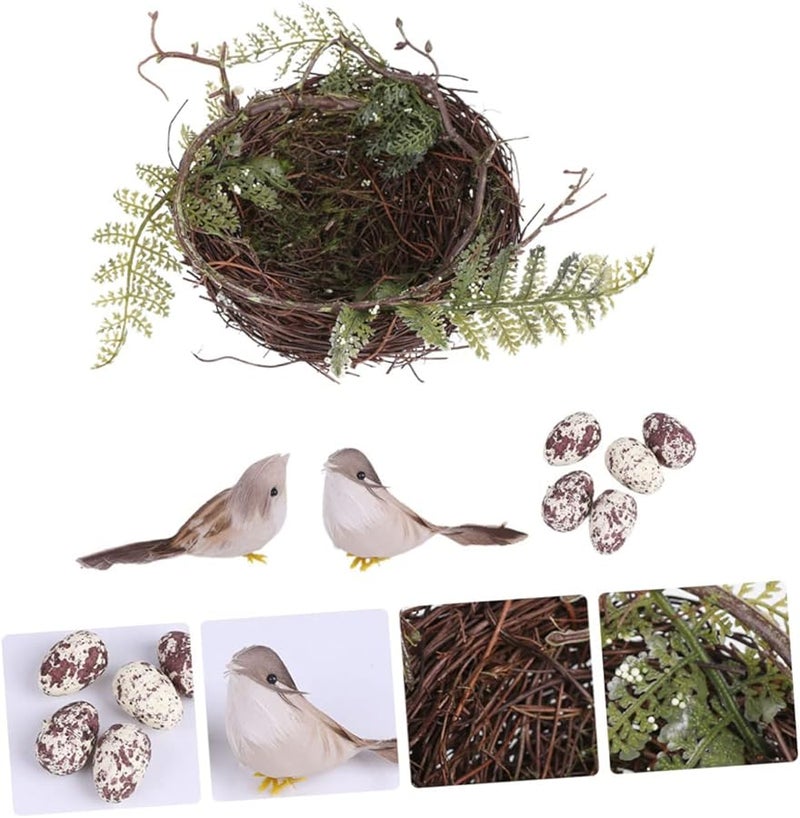 تهوكس حرف يدوية طبيعية عش الطيور من خوص الروطان 15x15 سم ديكور المنزل دعائم التصوير - Image 3