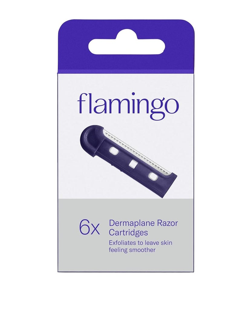Flamingo Dermaplane Facial Razor Blade Refills for Women - 6 Count - Image 1
