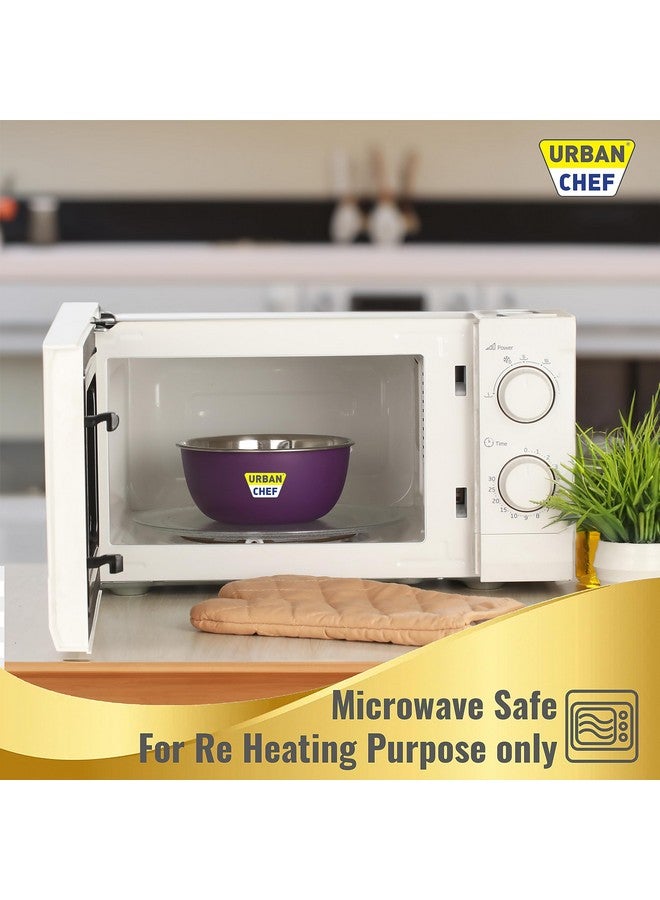 URBAN CHEF Microwave Safe Bowl Set | 1 Year Warranty | Kitchen Accessories Items for Home, Serving Bowl, Bowl Set for Gift, Microwave Bowl Set, Steel Bowl, Set of 3-500ml, 800ml,1250ml (Purple) - Image 5