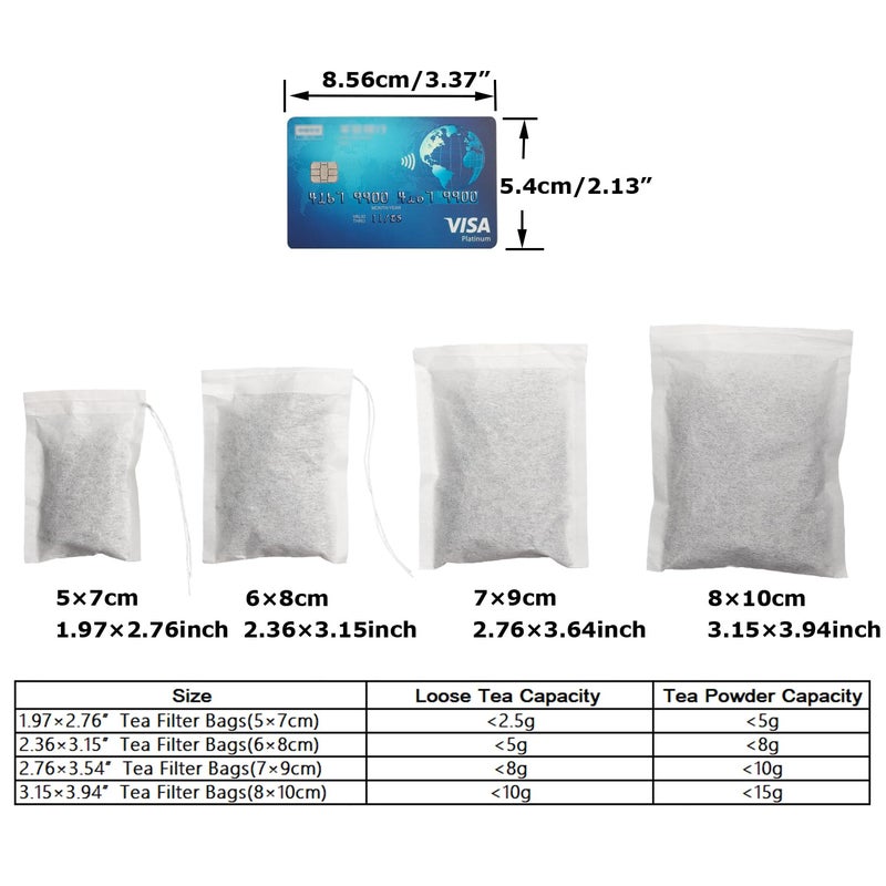 Eketirry 100pcs Tea Filter Bags for Loose Tea, Mini Empty Tea Bags, Natural Wood Pulp Paper Material, Disposable Unbleached Tea Filter Bags with Drawstring for Loose Tea (White,1.97 x2.76 inch) - Image 5
