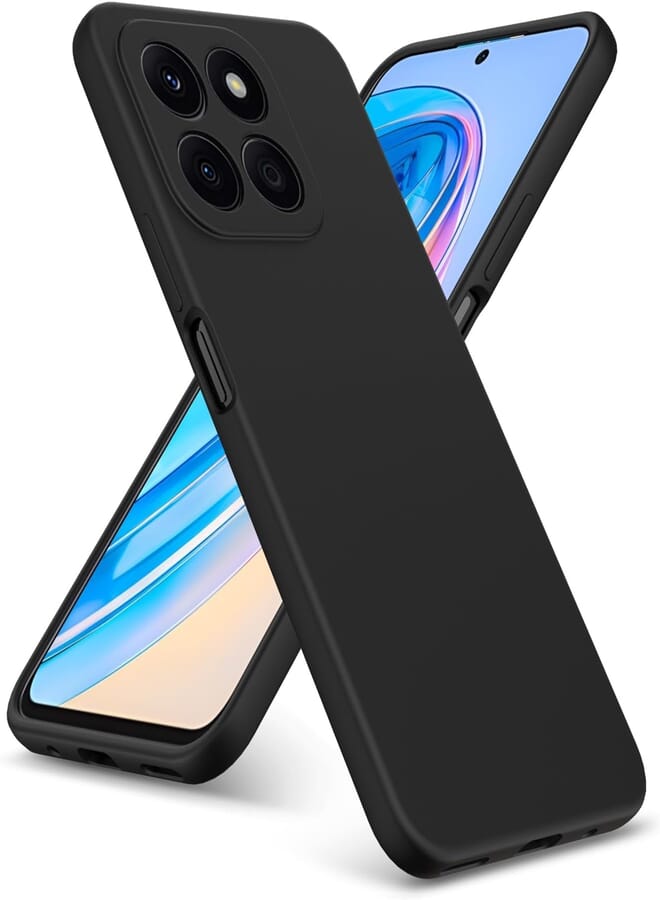 For Honor X6a Silicone Back Color Cover,Camera Protection From Shocks From TPU Compatible For Honor X6a (6.56'') (Black)
