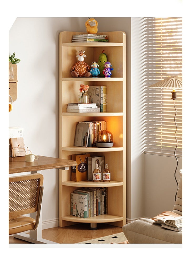 إن كي أكس رف تخزين زاوية من الخشب الصلب على شكل مروحة لغرفة المعيشة خزانة مثلثة على الأرضية خزانة حائط رف كتب 40*40*180 سم - Image 1