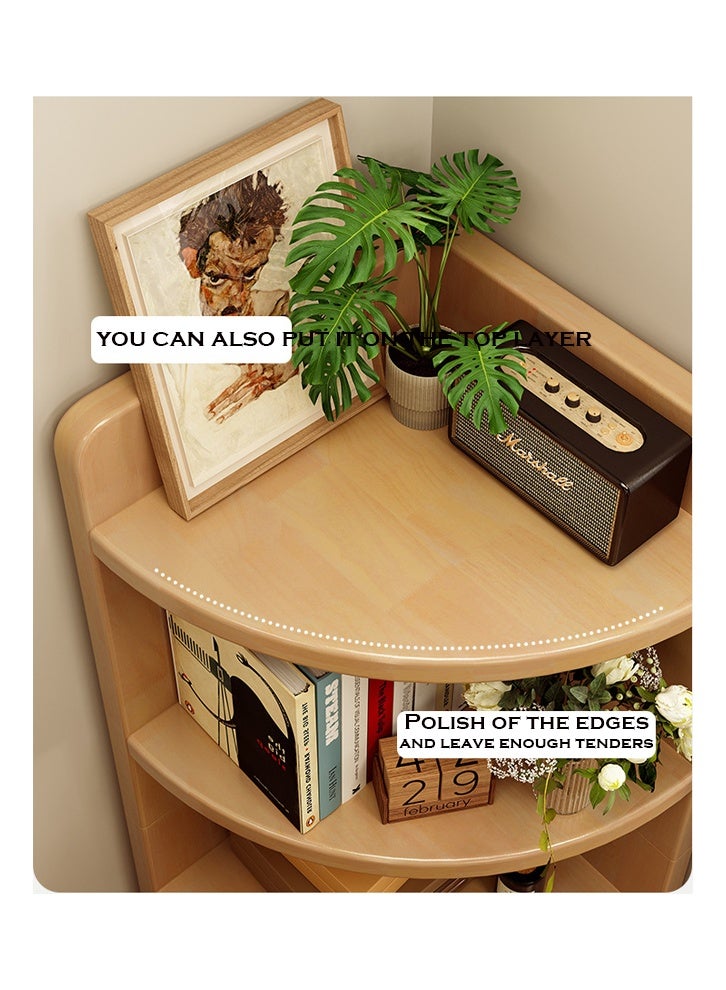 إن كي أكس رف تخزين زاوية من الخشب الصلب على شكل مروحة لغرفة المعيشة خزانة مثلثة على الأرضية خزانة حائط رف كتب 40*40*180 سم - Image 5