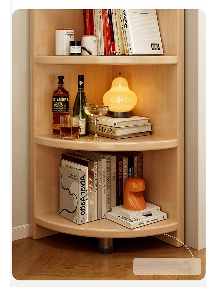 إن كي أكس رف تخزين زاوية من الخشب الصلب على شكل مروحة لغرفة المعيشة خزانة مثلثة على الأرضية خزانة حائط رف كتب 40*40*180 سم - Image 2