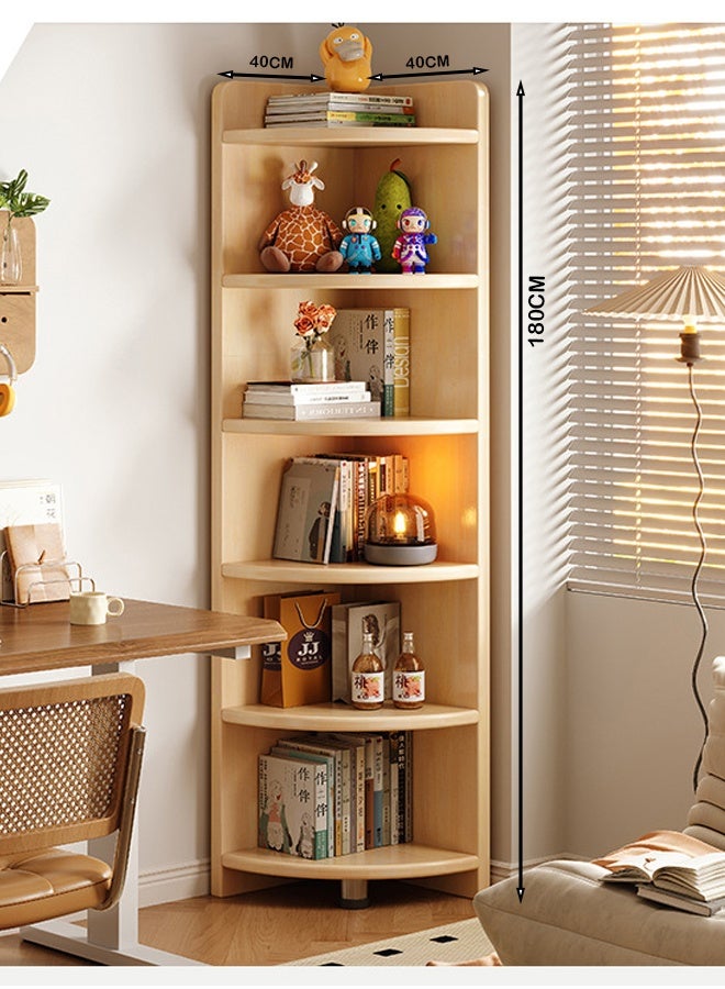 إن كي أكس رف تخزين زاوية من الخشب الصلب على شكل مروحة لغرفة المعيشة خزانة مثلثة على الأرضية خزانة حائط رف كتب 40*40*180 سم - Image 3