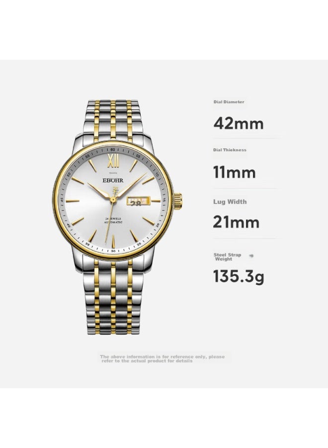Ebohr Men's Watch, Master Series Solid Gold Bracelet Mechanical Watch, Holiday Gift For Husband, 36060115 - Image 5