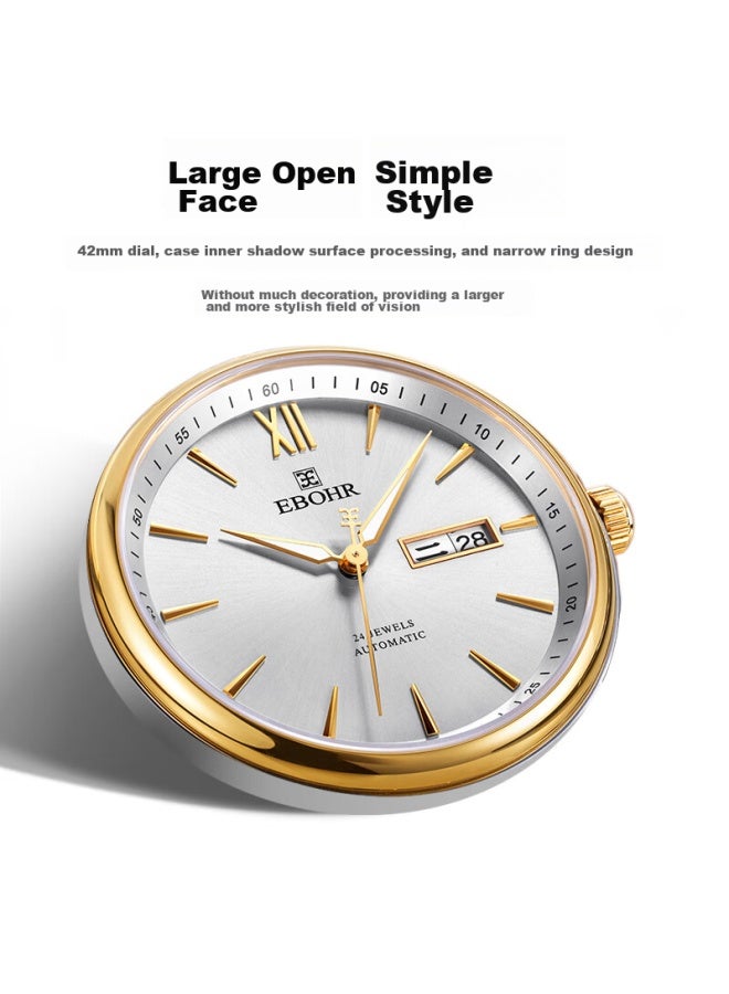 Ebohr Men's Watch, Master Series Solid Gold Bracelet Mechanical Watch, Holiday Gift For Husband, 36060115 - Image 3