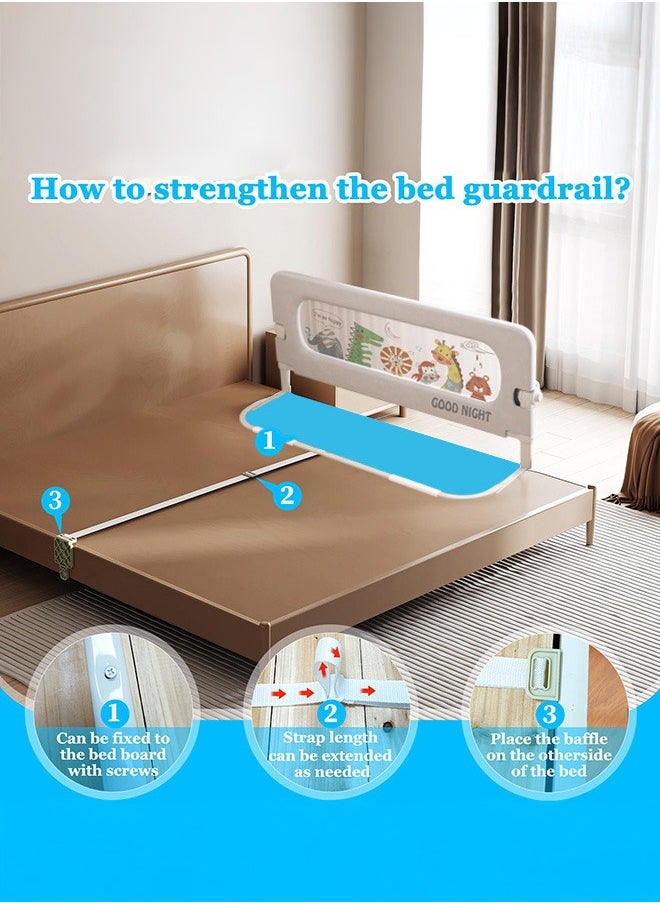 XiuWoo Height Adjustable Foldable Baby Bed Rail Guard Swing Down Design Bedrail with Breathable Mesh Double Safety Child Lock for Kids Twin Double Full Size Queen King Mattress Zoo Pattern  - Image 5