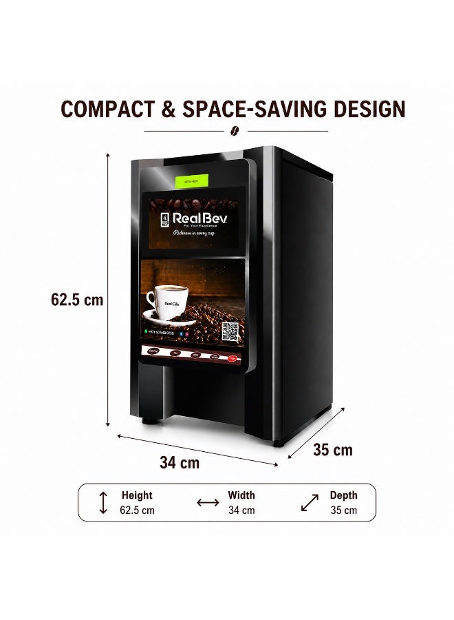 RealBev 2 Option Coffee Vending Machine | Automatic Tea & Coffee Machine with Half Cup Function | Commercial Hot Beverage Dispenser for Office & Workplace Use - Image 4
