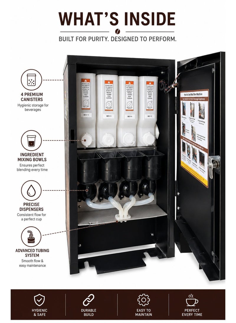 RealBev 2 Option Coffee Vending Machine | Automatic Tea & Coffee Machine with Half Cup Function | Commercial Hot Beverage Dispenser for Office & Workplace Use - Image 5