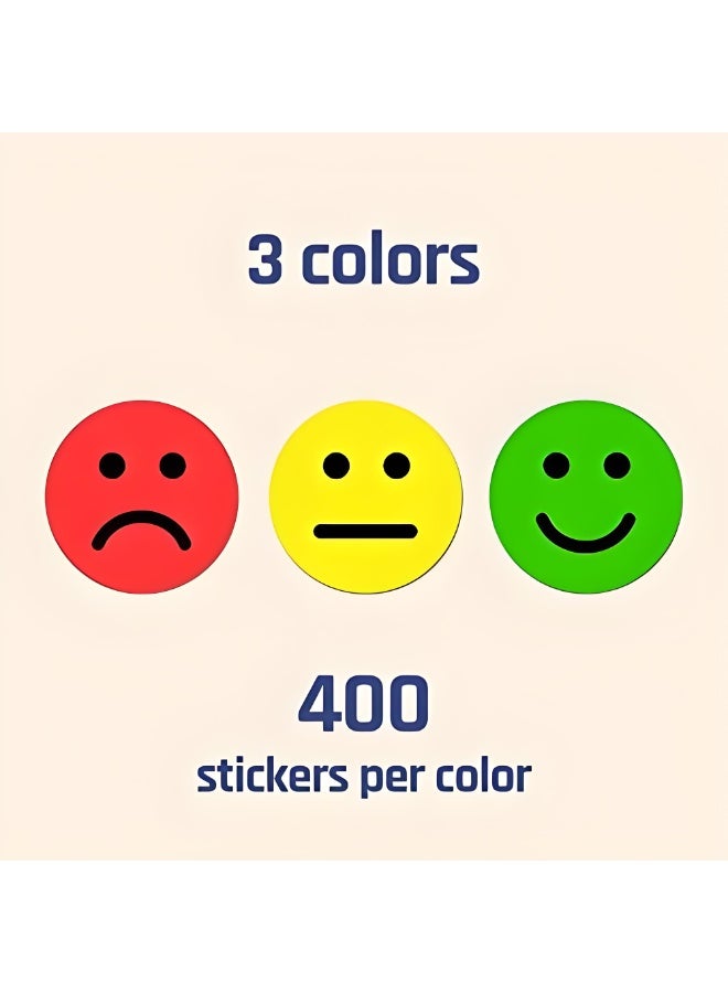 1200 قطعة ملصقات عاطفية مشفرة بالألوان مقاس 1 بوصة، ملصقات نقطية لوجوه مبتسمة سعيدة/حزينة لإدارة السلوك، ملصقات تحفيزية للمعلمين وأولياء الأمور والصفوف العلاجية - Image 3