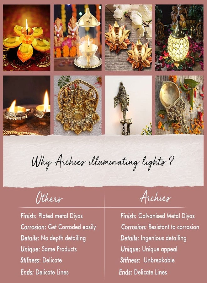 ARCHIES Pack of 4 Decorative Floral Tealight Candle Holders for Home Decor, Office Use, Diwali, Pooja, Wedding, Festival, Theme Decoration - Image 5