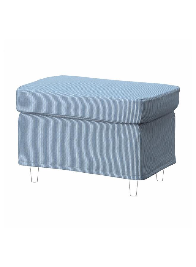 Zaboon Slipcover For Footstool, Sjölyckan Dark Blue/Beige Stripe Pattern - Image 1