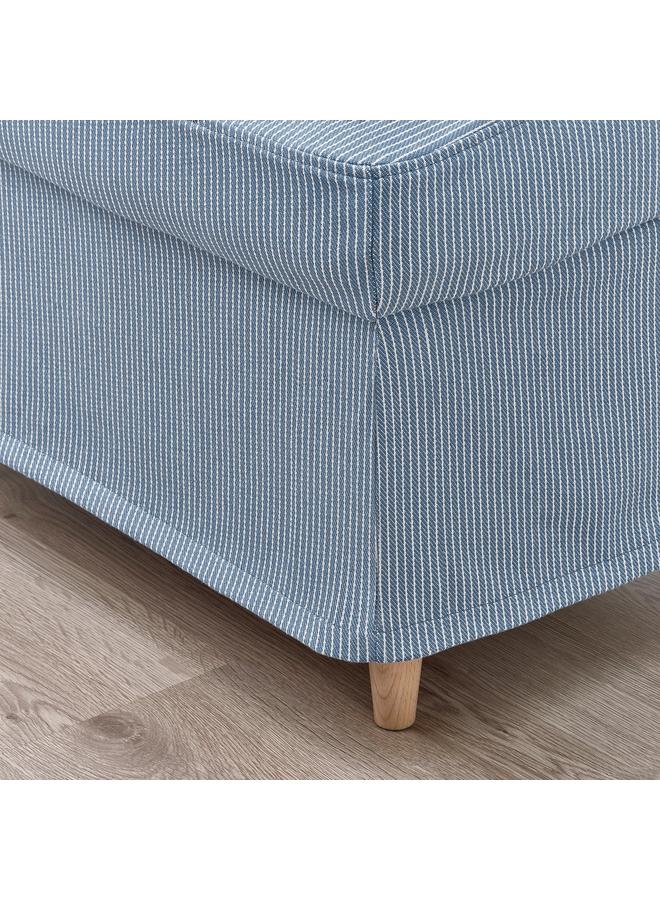 Zaboon Slipcover For Footstool, Sjölyckan Dark Blue/Beige Stripe Pattern - Image 3