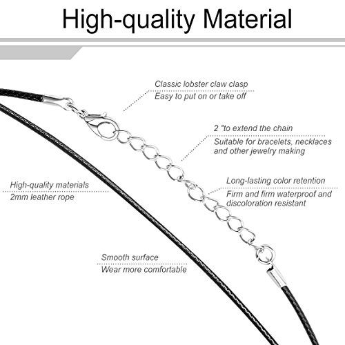 Exacoo 100 Pcs 2.0mm Black Necklace Cord with Lobster Claw Clasp for DIY Jewelry Making, 18 inches - Image 3