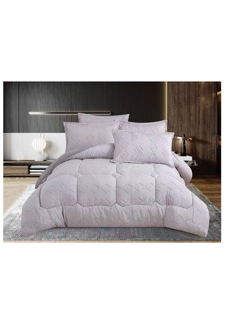 طقم غطاء لحاف من 6 قطع، طقم فراش هندسي مبطن، مصنوع من ألياف دقيقة كاتيونية، ناعم وجيد التهوية