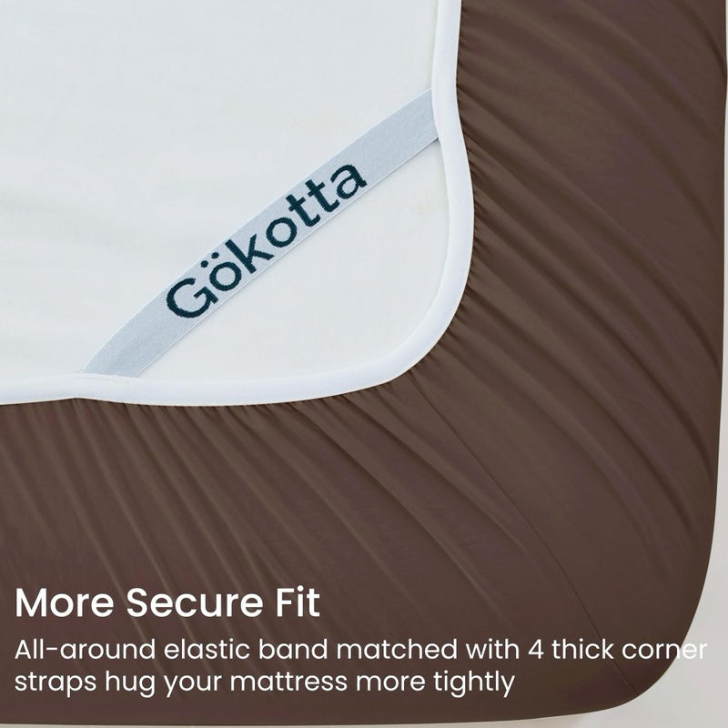 GOKOTTA 4-Pcs Queen Sheet Set, 16 Inch Deep Pocket Queen Sheets with Elastic Corner Straps, Brushed Microfiber Polyester - Hotel Luxury, Ultra Soft, Breathable, Wrinkle-Free - Chocolate Brown - Image 2