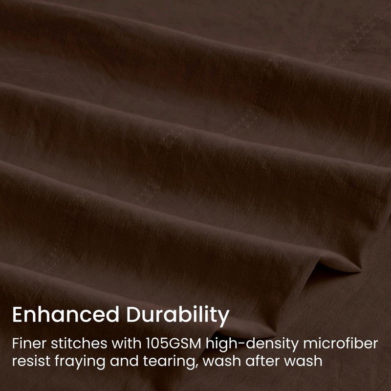 GOKOTTA 4-Pcs Queen Sheet Set, 16 Inch Deep Pocket Queen Sheets with Elastic Corner Straps, Brushed Microfiber Polyester - Hotel Luxury, Ultra Soft, Breathable, Wrinkle-Free - Chocolate Brown - Image 4