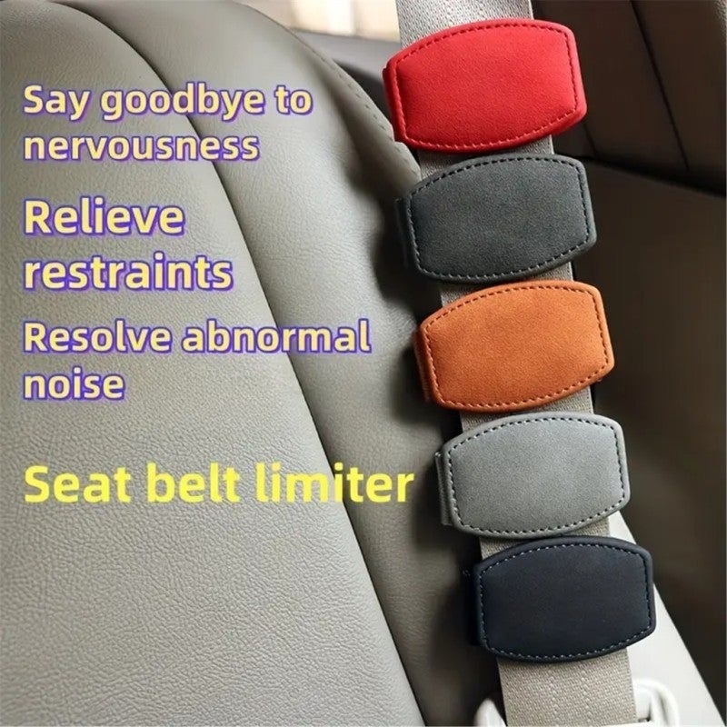 Magnetic Seat Belt Limiter 2-Pack PU Leather Seat Belt Adjuster - Prevents Belt From Rubbing Neck Strap Positioning Clip for Long Car Rides - Image 2