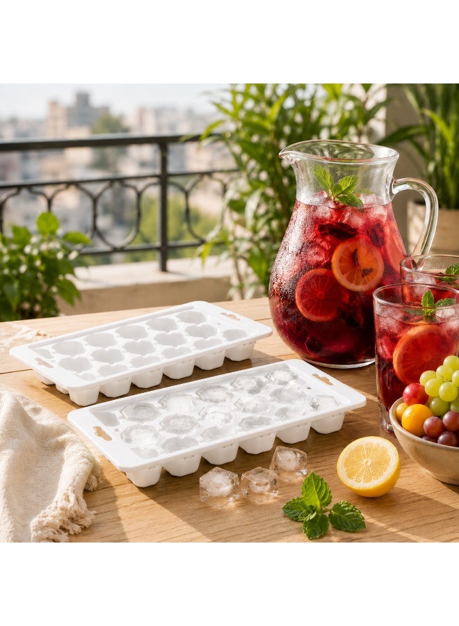 Titiz Plastik تيتيز طقم قوالب ثلج توين فريزر 2 قطعة 34 مكعب بلاستيك آمن للأغذية وخالٍ من بي بي إيه قابل لإعادة الاستخدام للماء والعصائر (أبيض) - Image 2