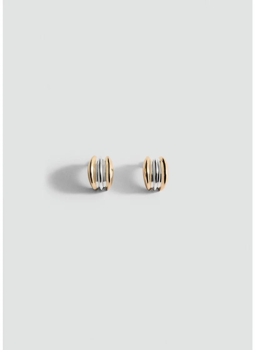 MANGO Hoop Earrings With Two-Tone Relief