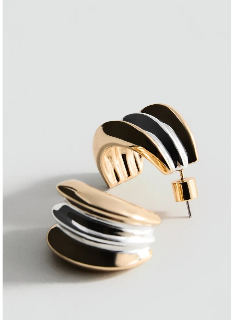 MANGO Hoop Earrings With Two-Tone Relief