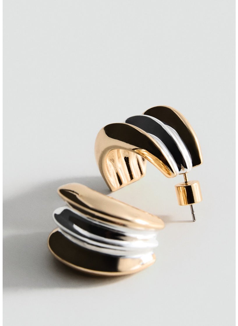 MANGO Hoop Earrings With Two-Tone Relief  - Image 1
