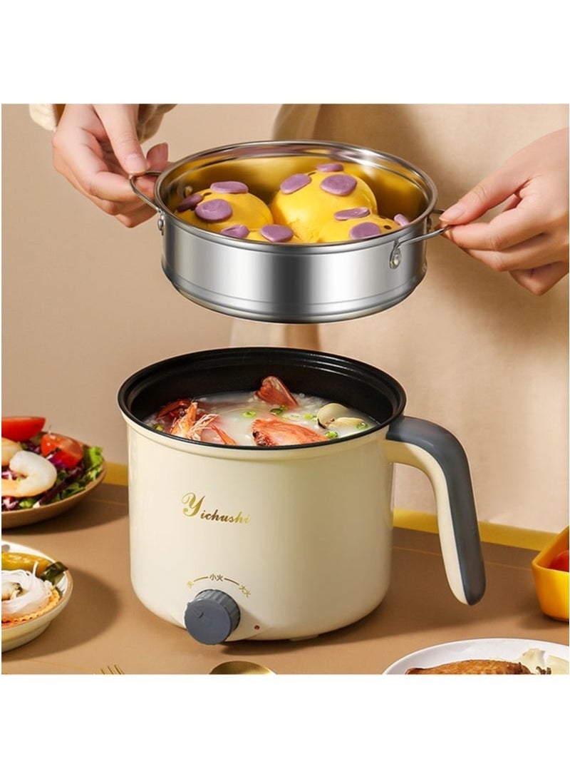 Gasin 1.8L multi-functional mini electric cooker with a power of 300 - 600W ceramic inner pot portable travel cooker electric frying pan, hot pot quick noodle cooker suitable for frying steaks and eggs and boiling soup - Image 3