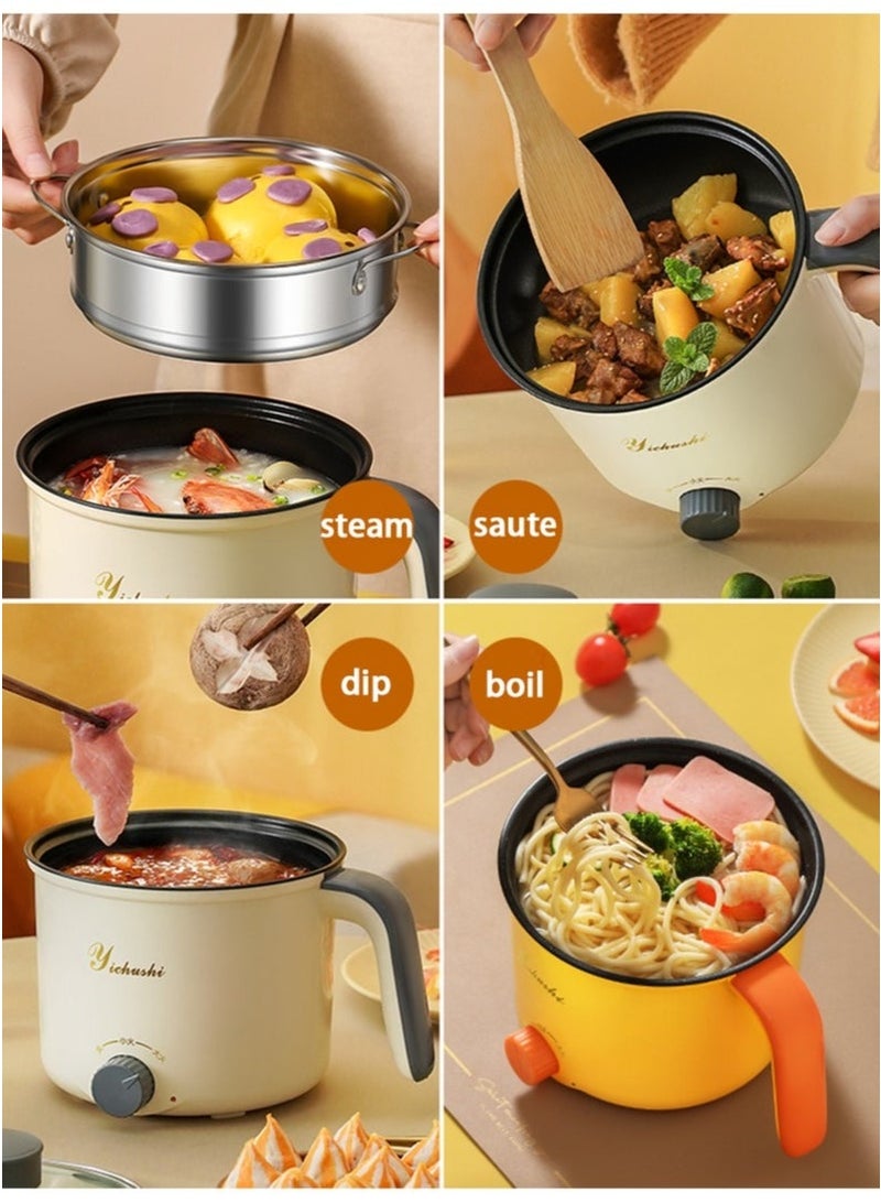 Gasin 1.8L multi-functional mini electric cooker with a power of 300 - 600W ceramic inner pot portable travel cooker electric frying pan, hot pot quick noodle cooker suitable for frying steaks and eggs and boiling soup - Image 4