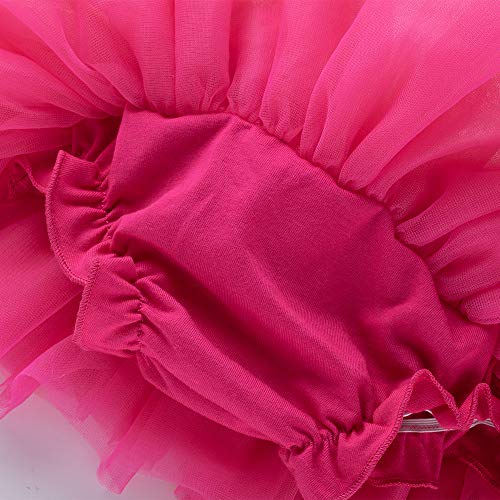 elamccor Baby Girls'Tutu Skirt with Shorts Newborn Toddler Tulle Skorts 0-24 Months Rose Red - Image 4