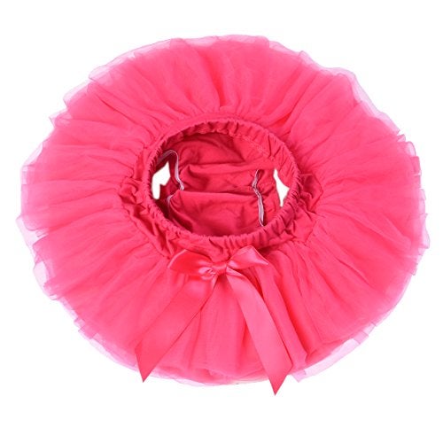 elamccor Baby Girls'Tutu Skirt with Shorts Newborn Toddler Tulle Skorts 0-24 Months Rose Red - Image 2