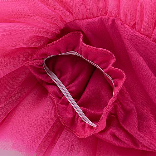 elamccor Baby Girls'Tutu Skirt with Shorts Newborn Toddler Tulle Skorts 0-24 Months Rose Red - Image 5