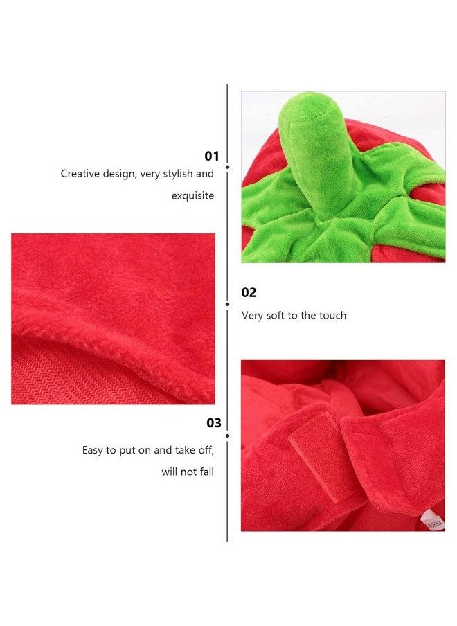 SOLUSTRE - Funny Party Hat Tomato Shaped Costume Plush Novelty Fruits Headgear For Carnival Party Cosplay Hood Hat - Image 1