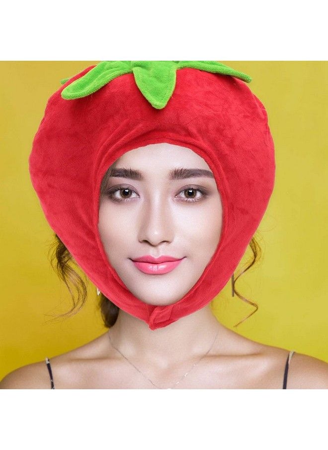 SOLUSTRE - Funny Party Hat Tomato Shaped Costume Plush Novelty Fruits Headgear For Carnival Party Cosplay Hood Hat - Image 1