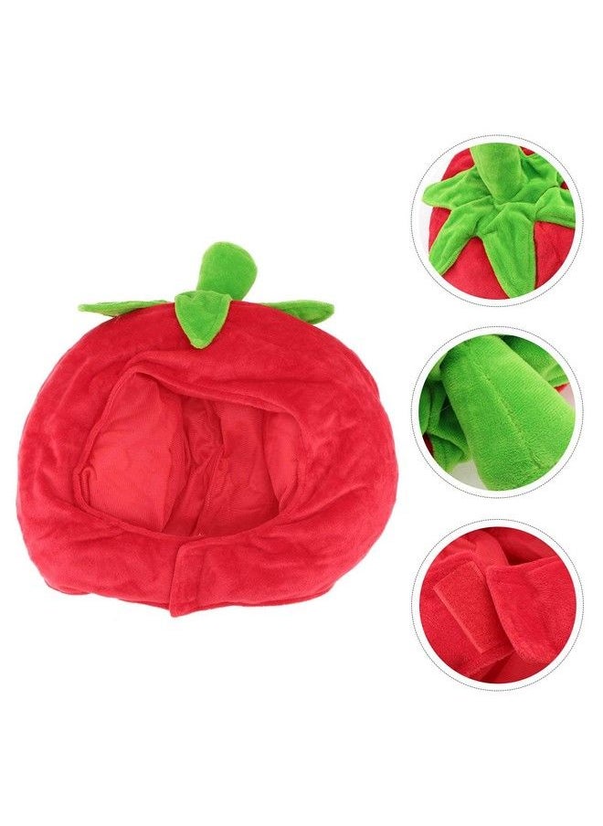 SOLUSTRE - Funny Party Hat Tomato Shaped Costume Plush Novelty Fruits Headgear For Carnival Party Cosplay Hood Hat - Image 1