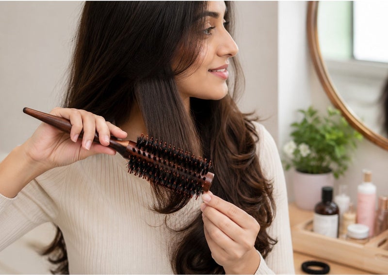 VENDIX Round Brush for Men & Women: Wooden Hair Brush for Bangs, Fine Hair & Curls - Image 3