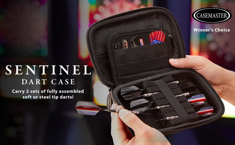 Casemaster Sentinel 6 Dart Case, Holds Extra Accessories, Tips, Shafts and Flights, Compatible with Steel and Soft Tip Darts, Impact & Water Resistant Tactech Shell, Black Zipper - Image 3