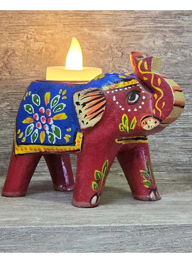 حامل شموع ديوالي قابل لإعادة الاستخدام من خشب الآس/حامل شموع صغير/ديكور منزلي ديوالي دييا/حامل شموع ملون مختلط دييا (مجموعة من قطعتين) هدية ديوالي. - Image 1