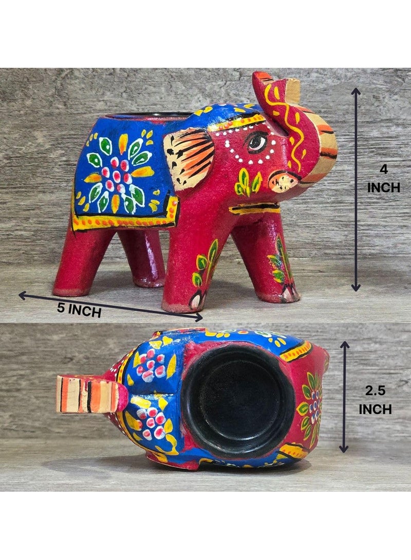 حامل شموع ديوالي قابل لإعادة الاستخدام من خشب الآس/حامل شموع صغير/ديكور منزلي ديوالي دييا/حامل شموع ملون مختلط دييا (مجموعة من قطعتين) هدية ديوالي. - Image 2