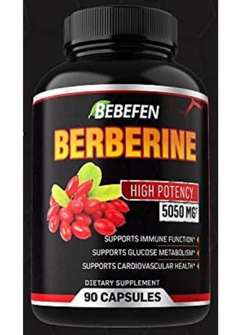 BEBEFEN Berberine High Potency 5050mg، مكمل غذائي 90 كبسولة - كمية تكفي لمدة 3 أشهر. - Image 1