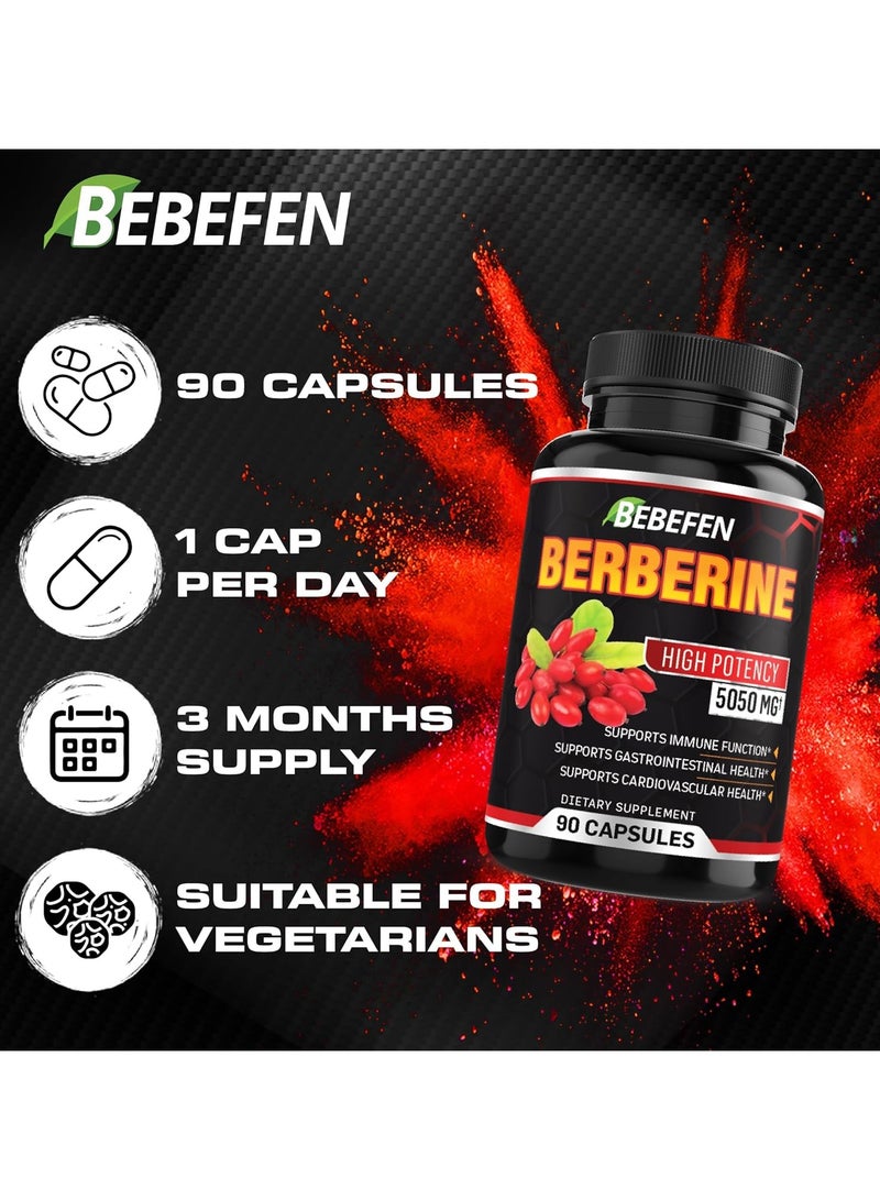 BEBEFEN Berberine High Potency 5050mg، مكمل غذائي 90 كبسولة - كمية تكفي لمدة 3 أشهر. - Image 3