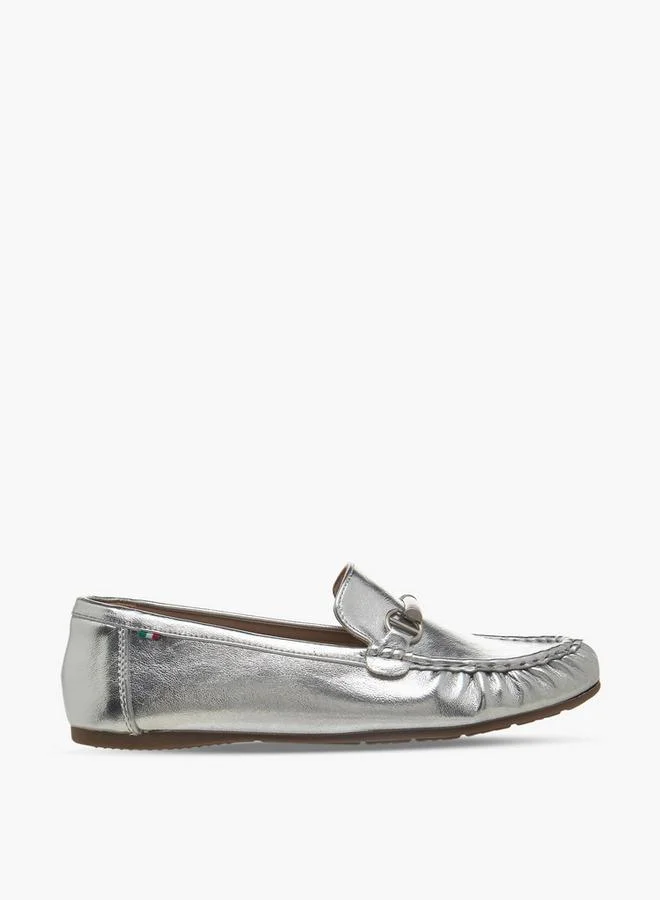 Renzo Ruganni SILVER Women Metallic Accent Loafers for Women | Best Price UAE