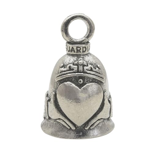 Guardian Bell Claddagh Good Luck Bell w/Keyring & Black Velvet Gift Bag | Motorcycle Bell | Lead-Free Pewter | Made in USA - Image 1