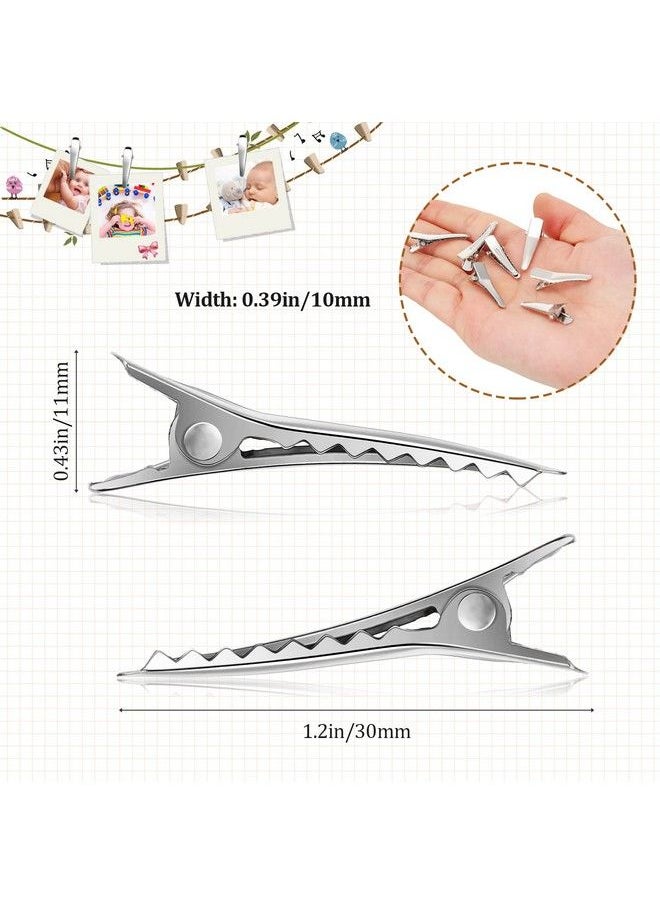 Chuangdi 200 Pieces Silver Metal Alligator Hair Clips Alligator Hair Pins Duckbill Hair Clips Teeth Bows Hair Clips For Women Girls Hair Care Hair Accessories 1.2 Inch  - Image 3