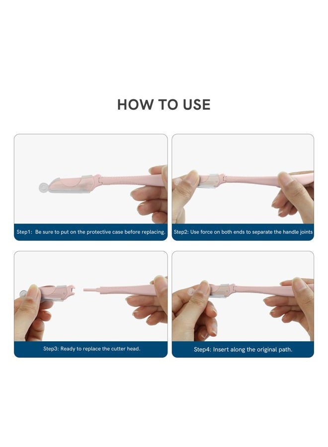 Cut it Eyebrow Razors for Women, Replaceable Face Razors kit, Dermaplane Shaving Tool for Men & Women, Face Razors for Peach Fuzz and Hair Removal, 4pcs Replacement Blades Available - Image 5