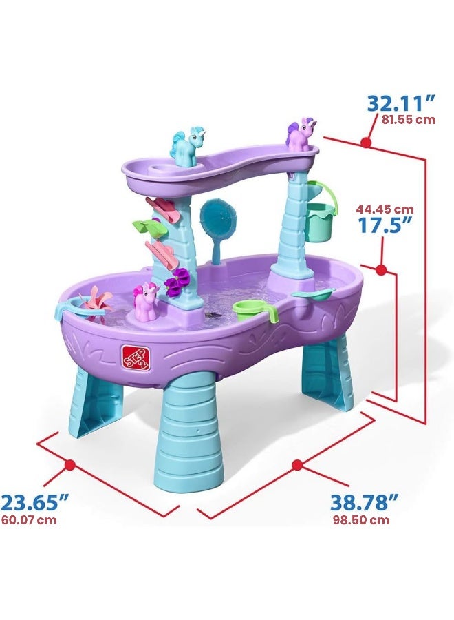 ستيب2 طاولة مياه رين شورز ويونيكورن من ستيب 2، طاولة مياه خارجية ومجموعة ألعاب حسية، لعبة نشاط مع 13 قطعة من الملحقات، مركز أنشطة في الفناء الخلفي، مناسبة للأطفال من الأولاد والبنات من سن 18 شهرًا فما فوق - Image 2