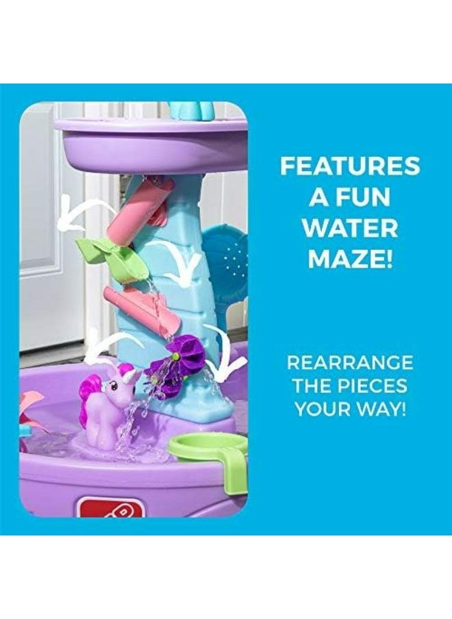 Step2 - Rain Showers and Unicorns Water Table, Kids Water and Sand Activity Sensory Playset, Summer Outdoor Toys, 13 Piece Toy Accessories, for Toddles 1.5+ Years Old, Blue & Purple - Image 1