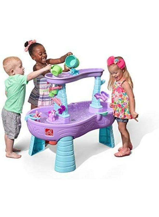 Step2 - Rain Showers and Unicorns Water Table, Kids Water and Sand Activity Sensory Playset, Summer Outdoor Toys, 13 Piece Toy Accessories, for Toddles 1.5+ Years Old, Blue & Purple - Image 1